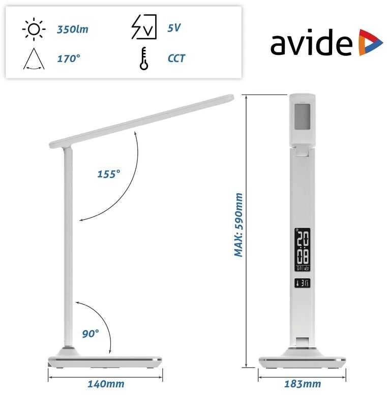 Avide LED stalinis šviestuvas Office 6W LCD odos imitacija baltas