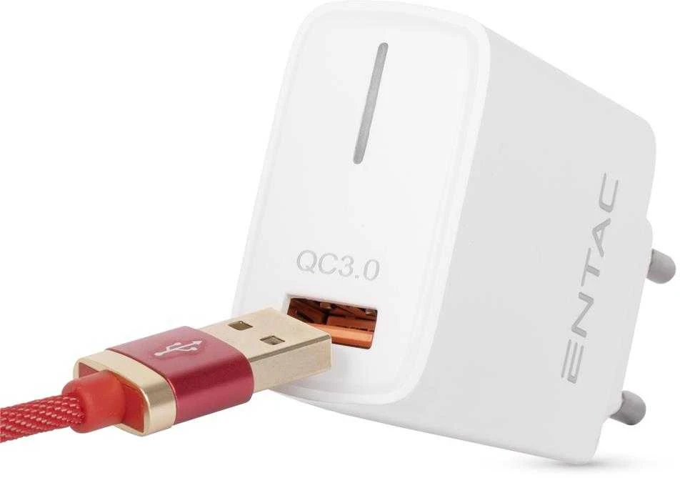 Entac greitas įkroviklis USB-A 18W baltas