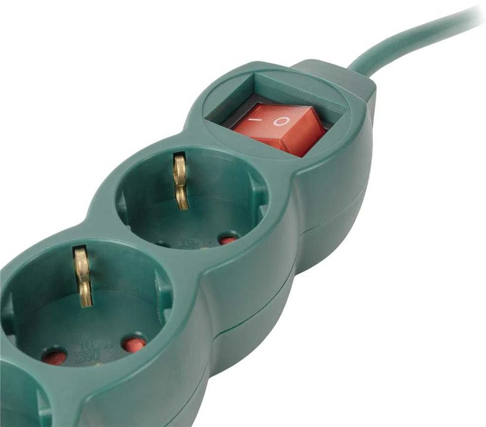 Entac ilgiklis 3 lizdų 1.5m 3680W IP20 su jungikliu, žalias