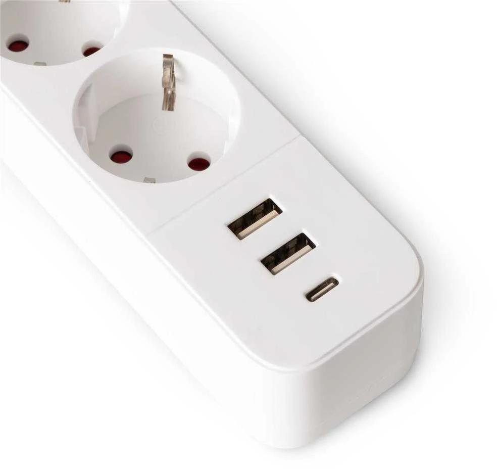 Entac Ilgiklis 3 lizdų 2USB-A + USB-C, 1.5 m