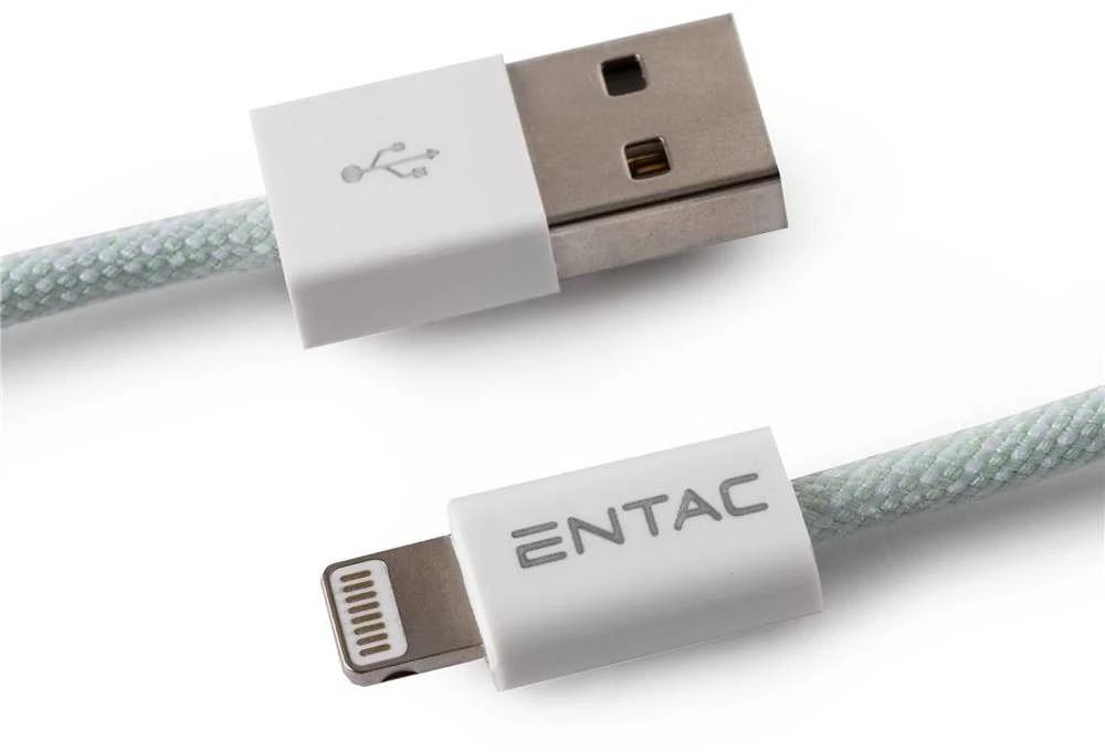 Entac kabelis USB-A - Lightning 1.5m 2A 10W nailonas žalias