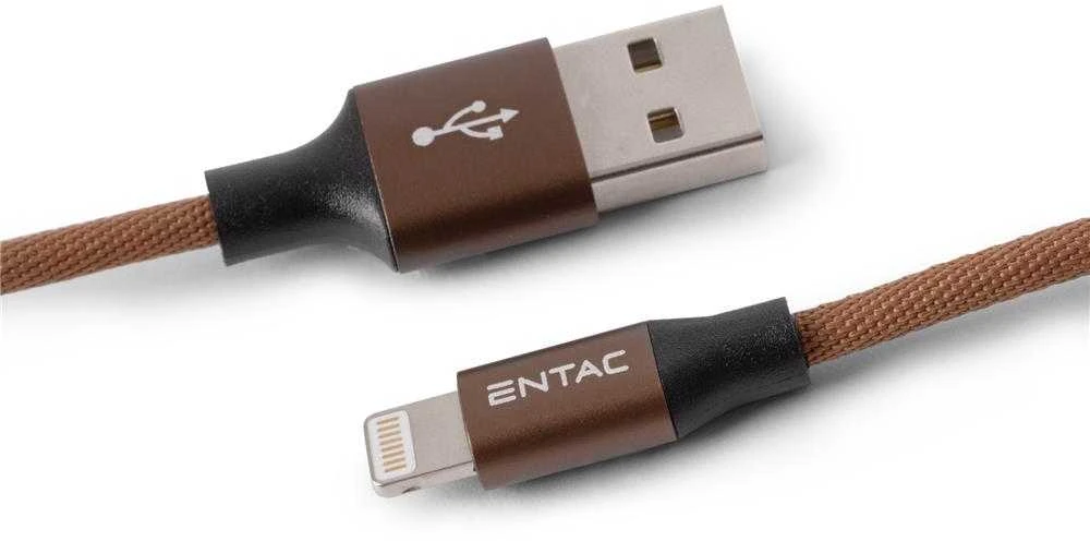 Entac kabelis USB-A - Lightning 1.5m 2A 10W nailonas rudas