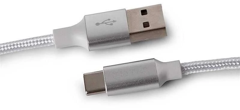 Entac kabelis USB-A - USB-C 1.5m 2A 10W nailonas sidabrinis