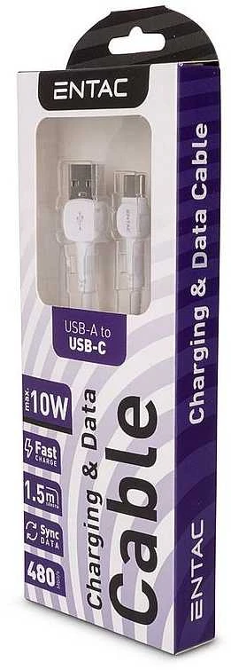 Entac kabelis USB-A - USB-C 1.5m 2A 10W USB-Classic baltas
