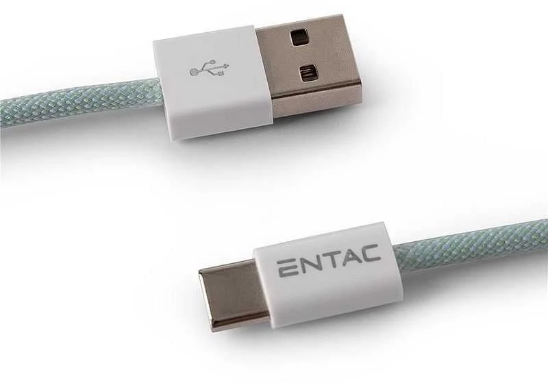 Entac kabelis USB-A - USB-C 1.5m 2A 10W nailonas žalias