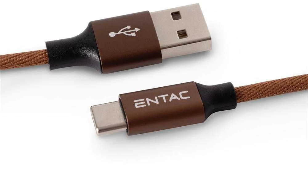 Entac kabelis USB-A - USB-C 1.5m 2A 10W nailonas rudas