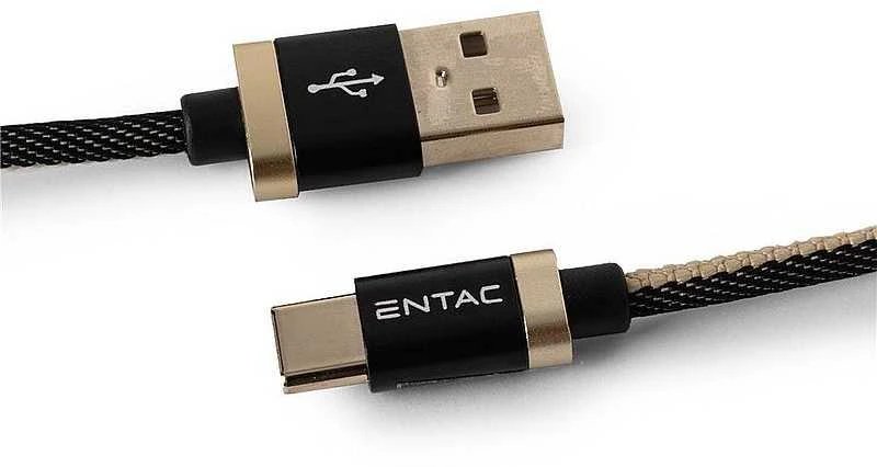 Entac kabelis USB-A - USB-C 1m 3A 15W nailonas juodas