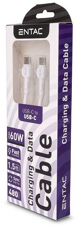 Entac kabelis USB-C - USB-C 1.5m 3A 60W USB-Classic baltas