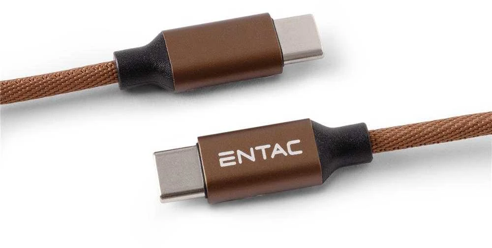 Entac kabelis USB-C - USB-C 1.5m 3A 60W nailonas rudas