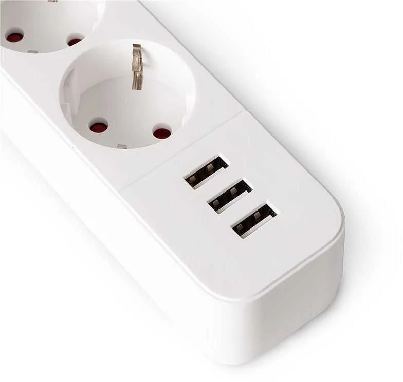 Entac prailgintuvas su įžeminimu 4lizdų+3USB 1.5 m 3680W
