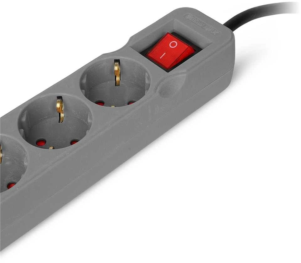Ilgiklis Entac 3 lizdų +2USB 1.5m 16A su jungikliu, pilkas