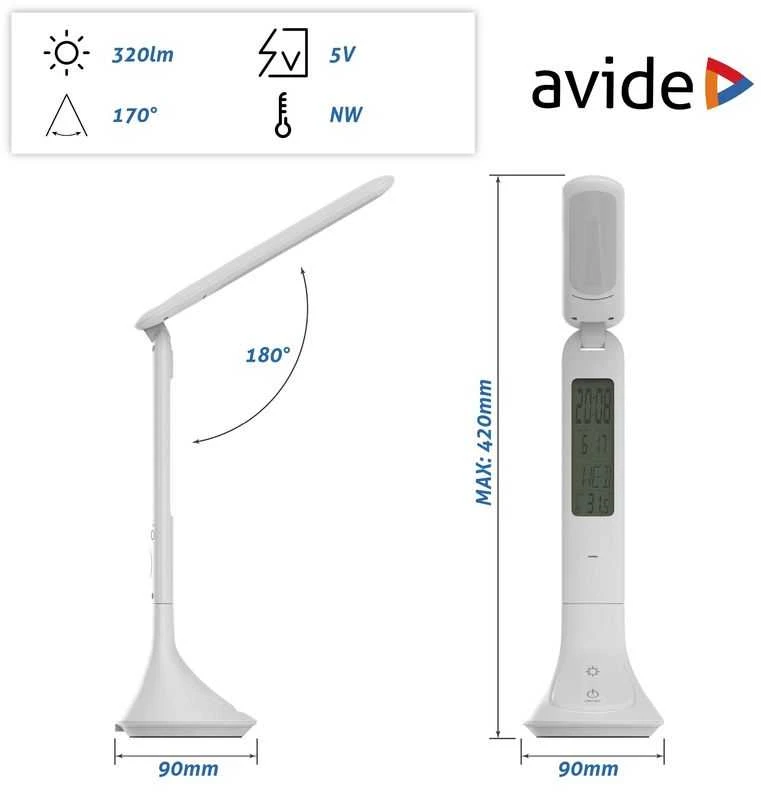 LED įkraunamas stalinis šviestuvas AVIDE Calendar 5W baltas