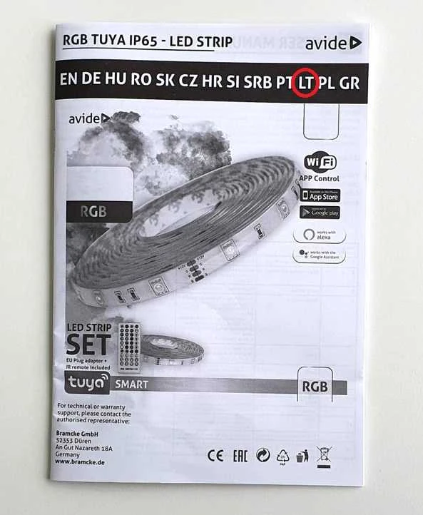 Carruzzo LED juosta Avide 16W RGB 5m WIFI+Music control, su pultu, IP65