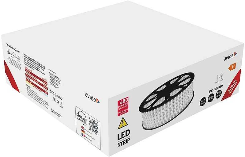 LED lauko juosta Avide IP67 220V 3000K, 50m