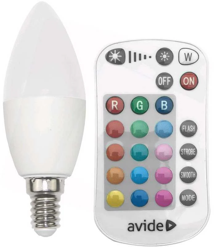 LED lemputė Avide Smart 4.9W RGB+W E14 su pulteliu