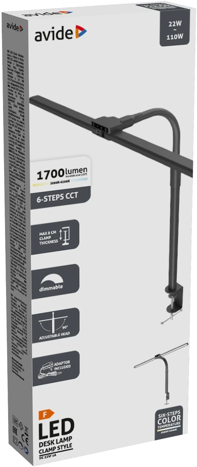 LED stalinis šviestuvas Avide 22W CCT su pulteliu