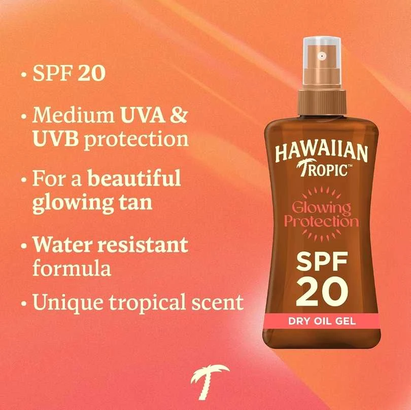 Apsauginis sausas purškiamasis aliejus Hawaiian Tropic Glowing Protection Dry Oil Spray, SPF20 Medium, 200 ml