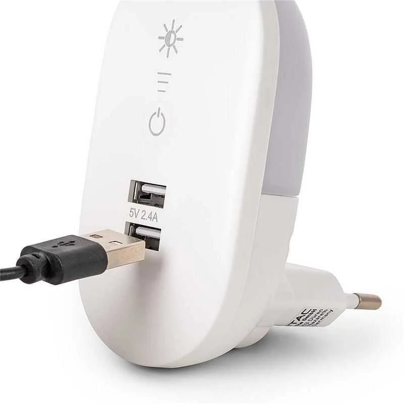 Sieninis šviestuvas Entac naktinis šviestuvas su 2USB Dimmable