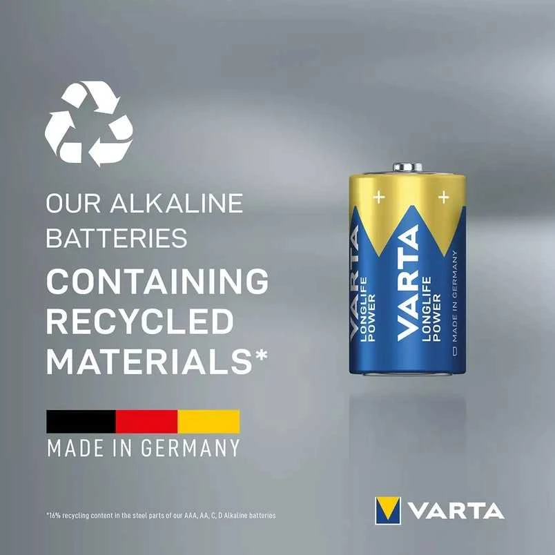 Varta elementai šarminiai Longlife Power D, 2 vnt