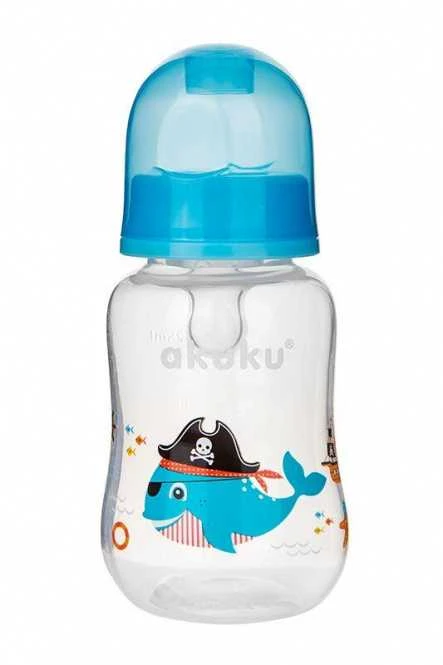 AKUKU 125 ml maitinimo buteliukas su silikoniniu žinduku, А0004, mėlynas