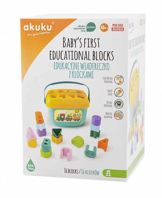 Akuku Edukacininis kibirėlis su 16 kaladėlių