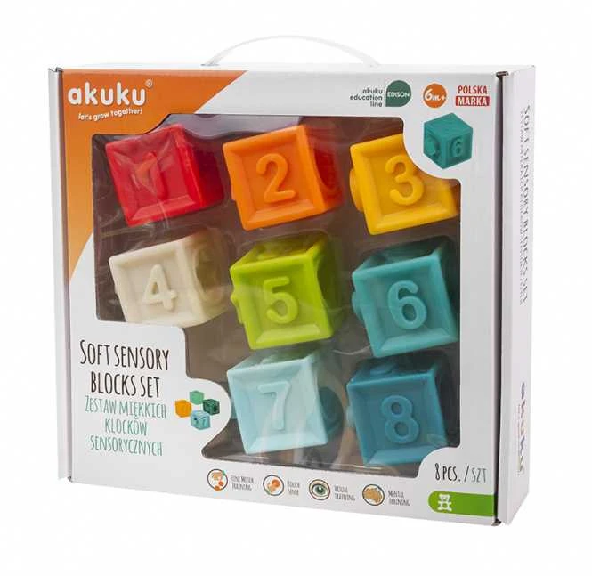 AKUKU minkšti sensoriniai kubeliai, 8 vnt., A0453