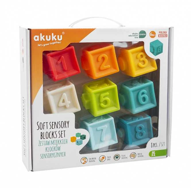 AKUKU minkšti sensoriniai kubeliai, 8 vnt., A0453