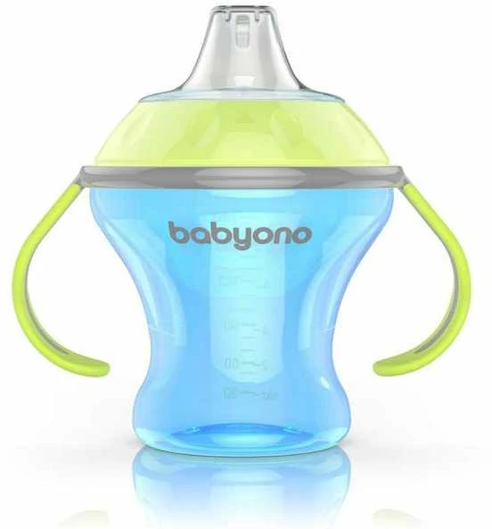 Baby Ono BABYONO 180 ml neišsiliejantis puodelis-gertuvė minkštu snapeliu NATURAL NURSING