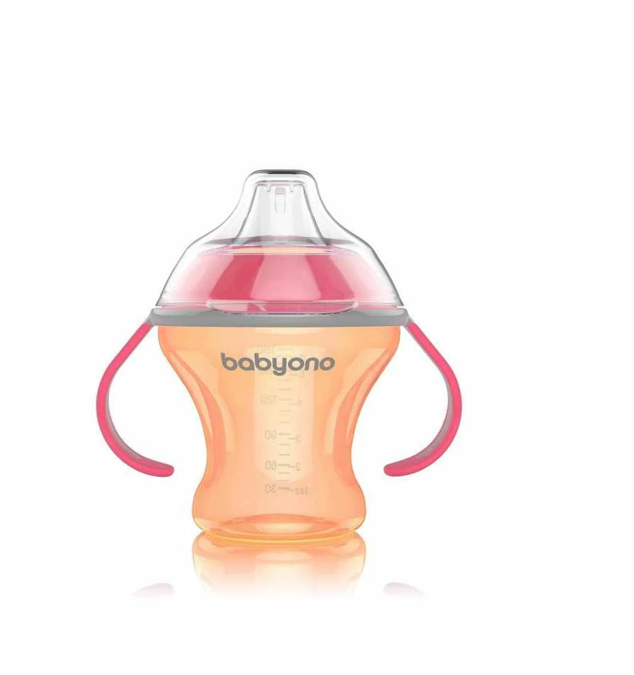 Baby Ono BABYONO 180 ml neišsiliejantis puodelis-gertuvė minkštu snapeliu NATURAL NURSING