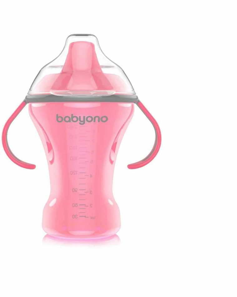 Baby Ono BABYONO 260 ml neišsiliejantis puodelis-gertuvė kietu snapeliu NATURAL NURSING