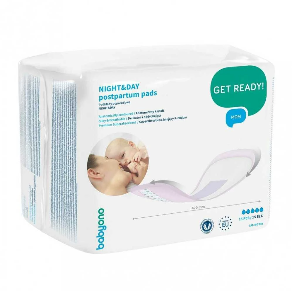 Baby Ono BABYONO įklotai po gimdymo NIGHT&DAY, 15 vnt.