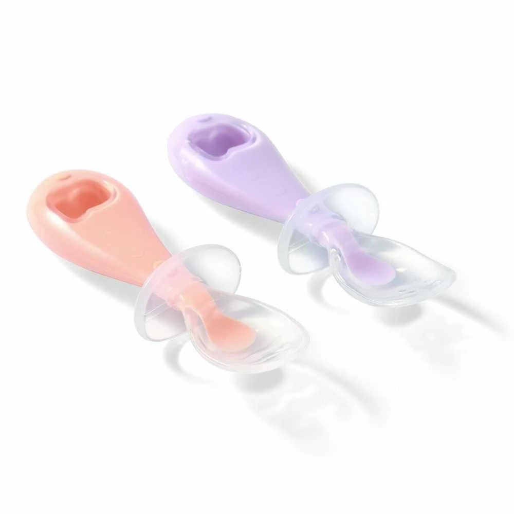 Baby Ono Babyono silikoniniai šaukšteliai 2vnt oranžinis violetinis 784/01
