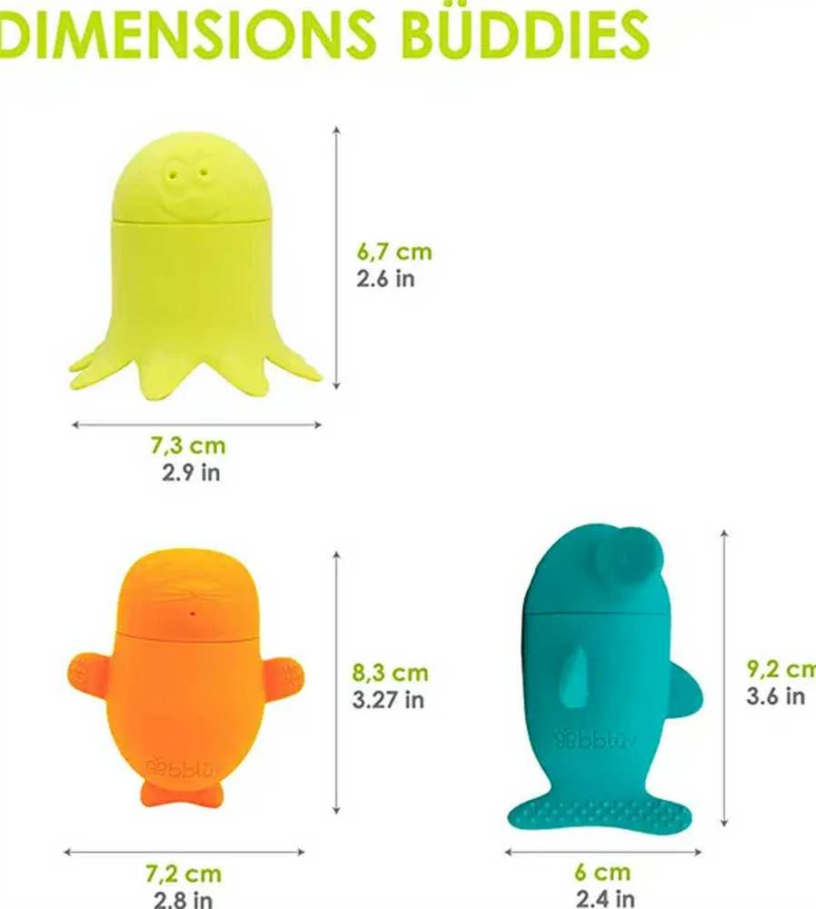 BBLUV Büddies: silikoniniai sudedami ir derinami vonios žaislai