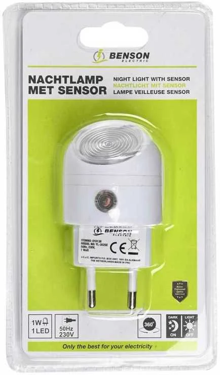 Benson Electric BENSON naktinė lemputė su jutikliu, pasukama 360°