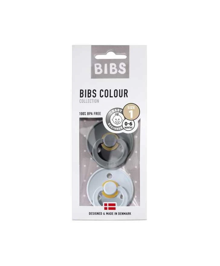 BIBS 0-6 mėn. čiulptukai COLOUR, 2 vnt., Iron/Baby Mėlyna