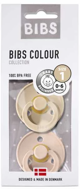 BIBS čiulptukų rinkinys 1 dydis (0 - 6 mėn.) Vanilla / Blush