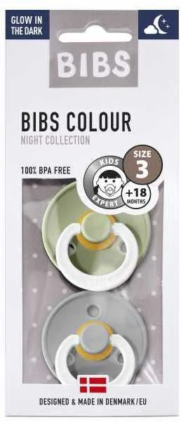 BIBS 18+ mėn. čiulptukai COLOUR NIGHT, 2 vnt., Sage/Cloud