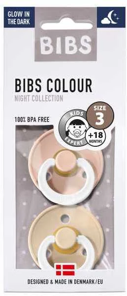 BIBS 18+ mėn. čiulptukai COLOUR NIGHT, 2 vnt., Vanilla/Blush