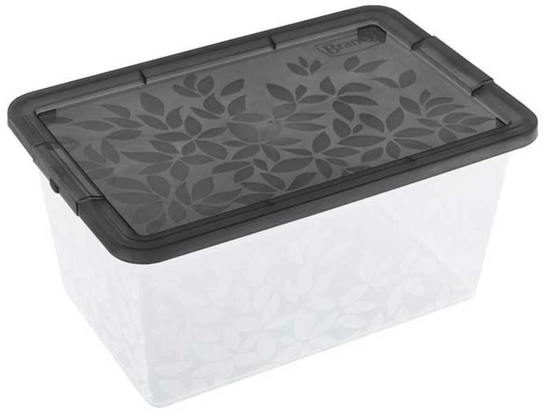 BRANQ 13L plastikinė dėžė su dangčiu JASMINE, juoda