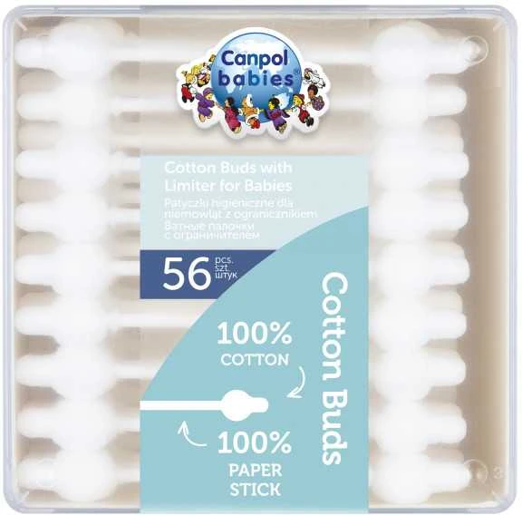 Canpolbabies CANPOL BABIES medvilniniai ausų krapštukai su ribotuvu, 55 vnt, 3/115