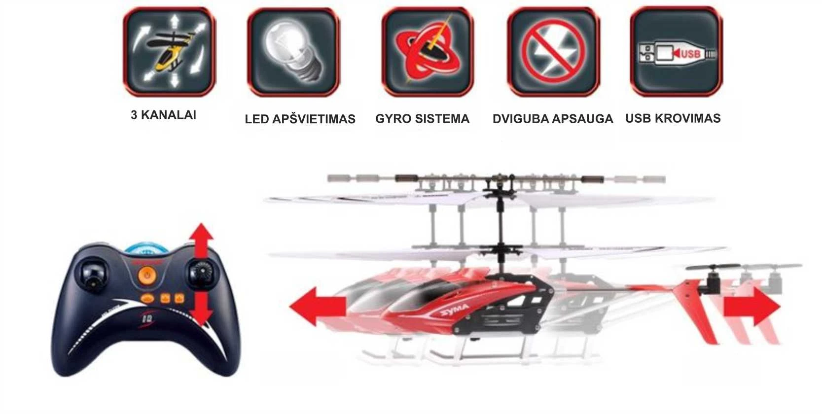 SYMA S5 RC sraigtasparnis, baltas aprašymas - Prekės nuotrauka