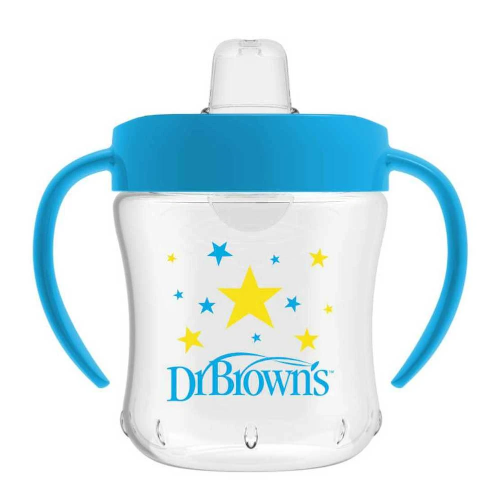 DR. BROWN'S 180 ml mokomoji gertuvė su rankenėlėmis Mėlynas, 6+ mėn.