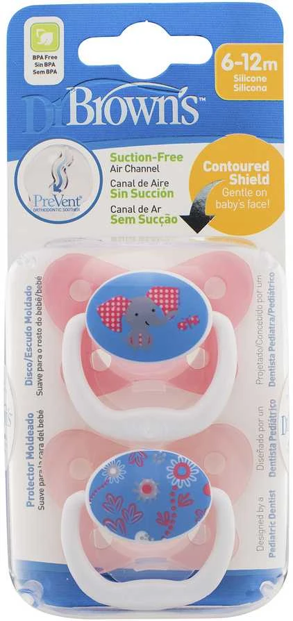 DR. BROWN'S Dr.Brown's Prevent Butterfly čiulptukas T2 6-12 2 vnt.