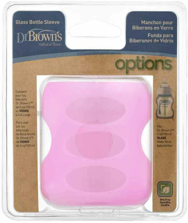 DR. BROWN'S silikoninė rankovė stikliniam 150 ml plataus kaklelio buteliukui, rožinė