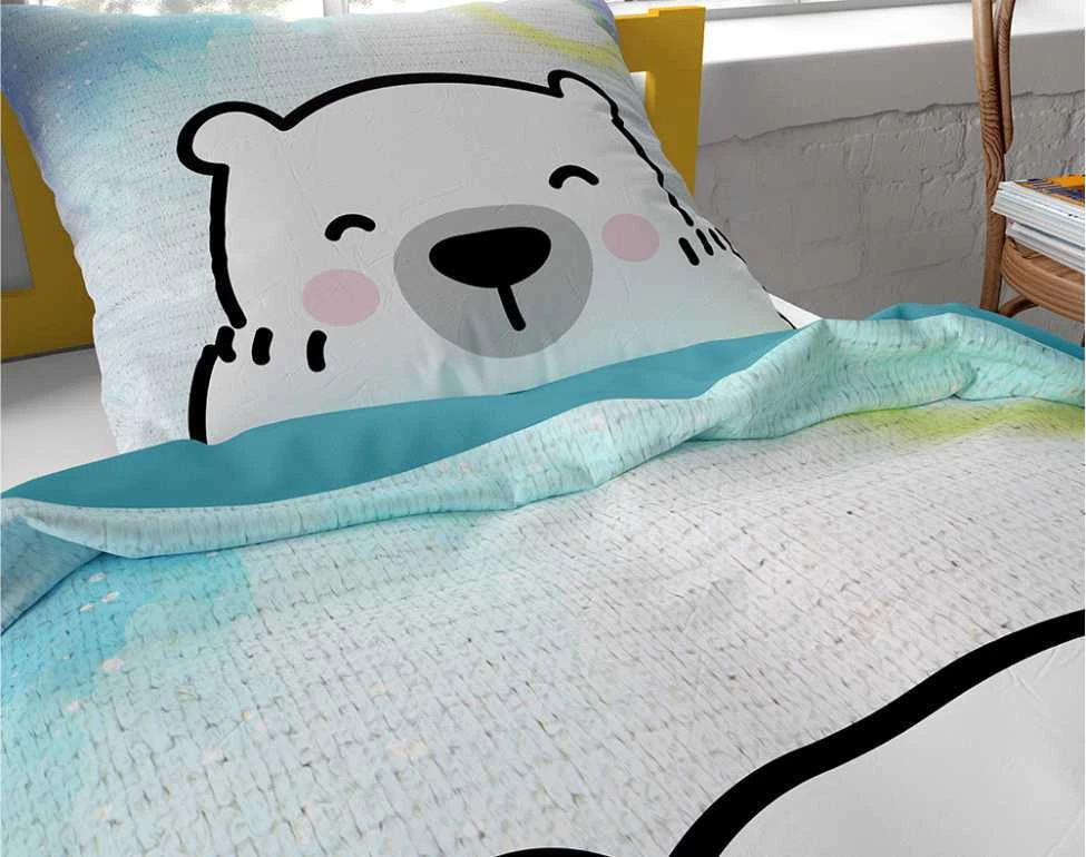 DREAMHOUSE 135 x 200 cm patalynės užvalkalų komplektas CUDDLE BEAR Mėlynas
