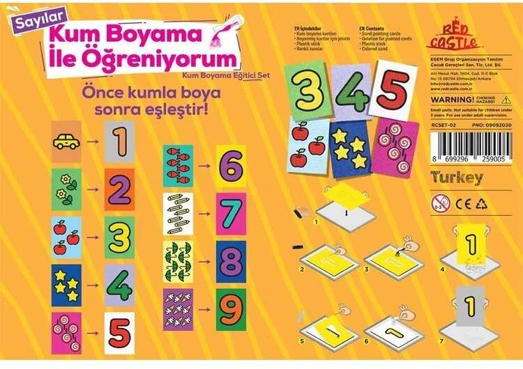 Egem Grup Organizasyon Raudonas CASTLE spalvoto smėlio mokymosi rinkinys SKAIČIAI