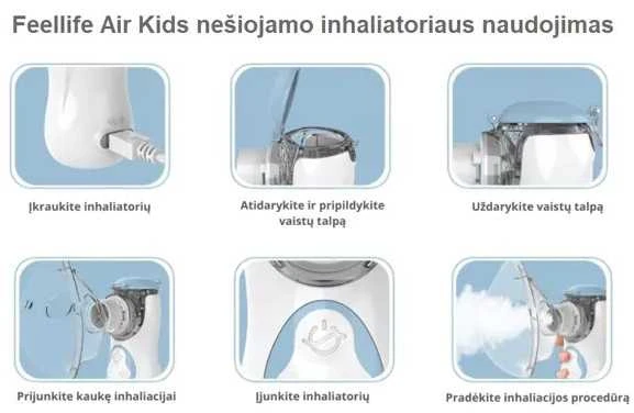 FEELLIFE nešiojamas vaikiškas inhaliatorius AIR KIDS, geltonas