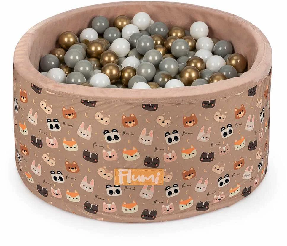 FLUMI personalizuotas kamuoliukų baseinas + 200 kamuoliukų, Bear rusvai gelsvas