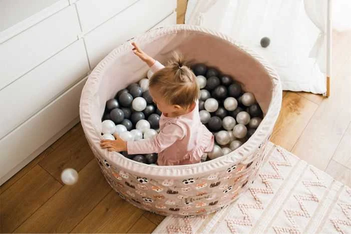FLUMI personalizuotas kamuoliukų baseinas + 200 kamuoliukų, Bear rusvai gelsvas