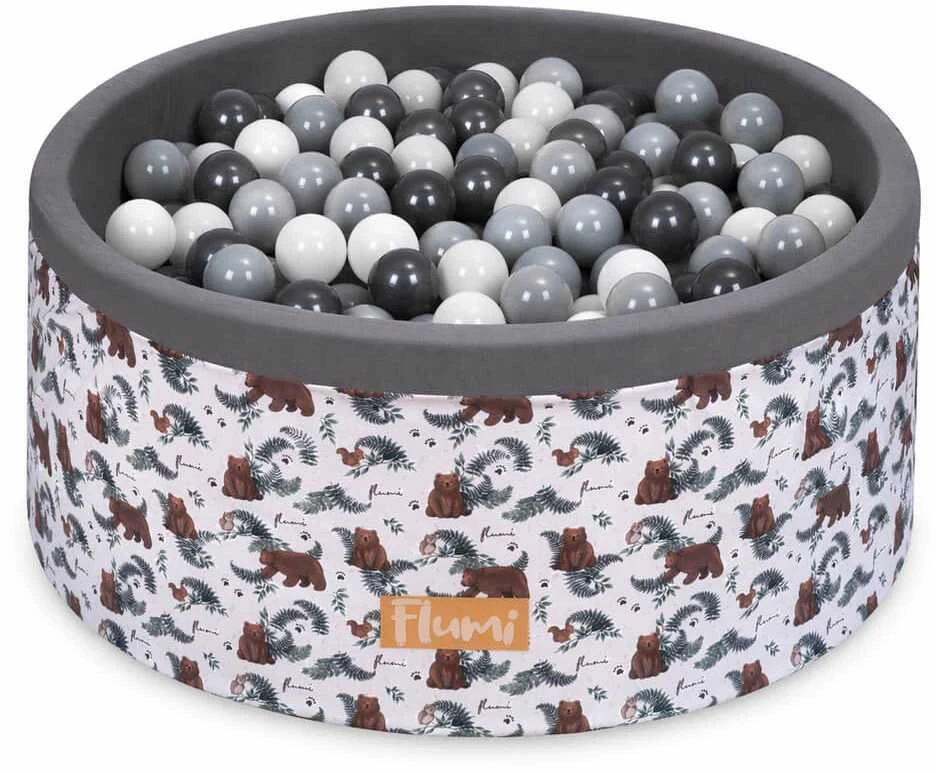 FLUMI personalizuotas kamuoliukų baseinas + 200 kamuoliukų, Bear Baltas